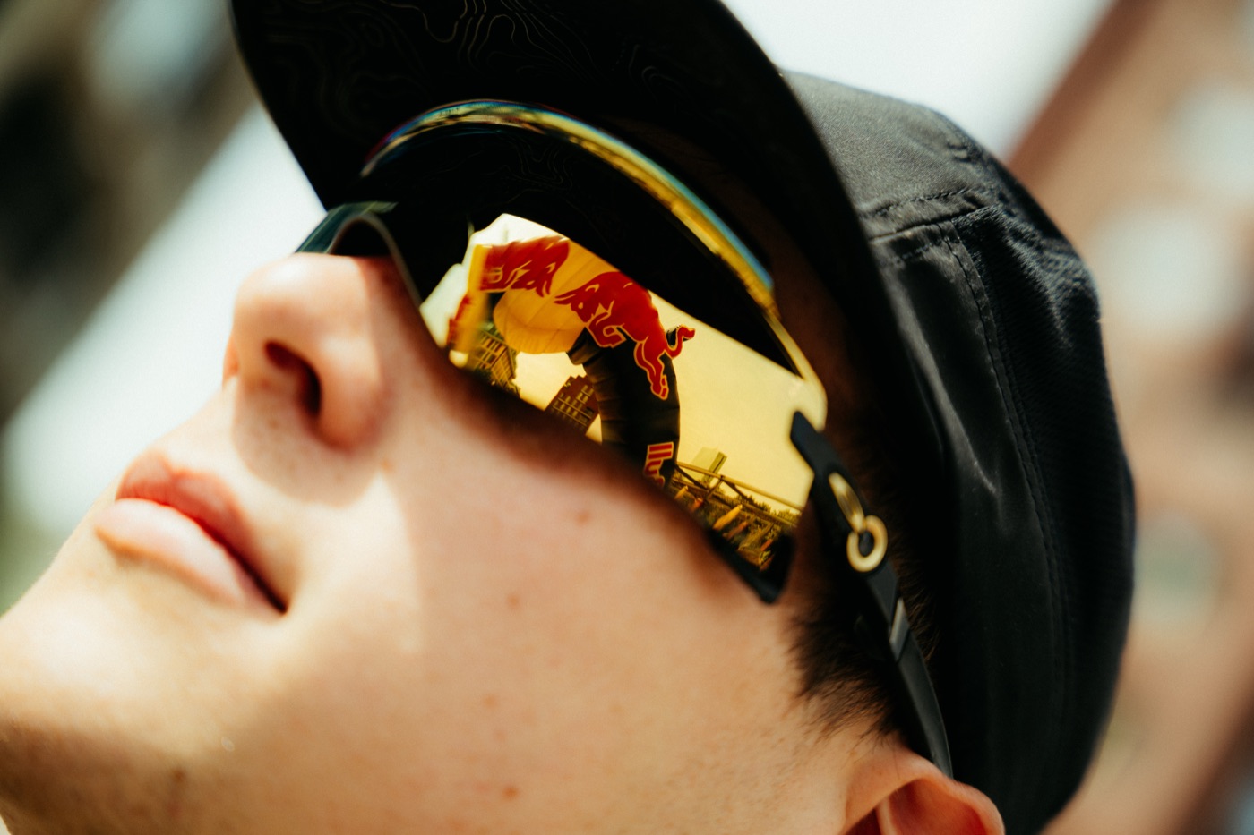 Red Bull reflektiert in Sonnenbrille Frankfurt